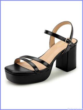 IDIFU Platform Chunky Block Strappy Heels Slingback Dressy Sandals